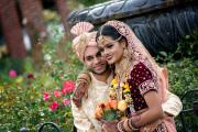 Bride-and-groom-next-to-fountain